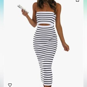 women’s tube top bodycon midi dress
